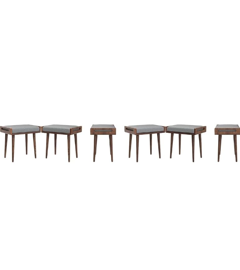 IThree Solid sheesham Wood Furniture Stool/Seat/Ottoman/Bench in Solid Sheesham Wood Stool with Cushion | Sitting Chair with Handle Natural Finish 4