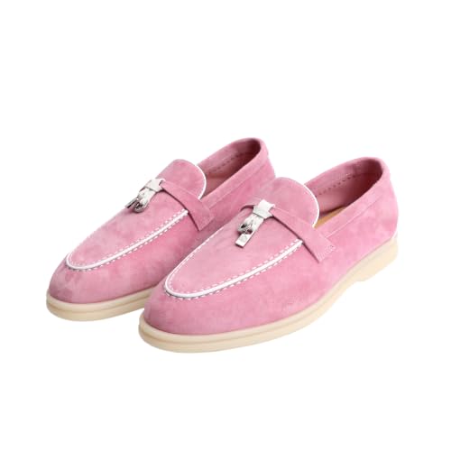 Image of XOBZJH Women's Leather Suede Loafers Flats - Slip-On Penny Loafers with Soft, Comfortable Driving & Dress Shoes for Casual Office Work All Day