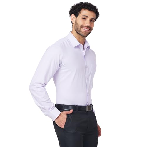 Image of Raymond Men Slim Fit Structure Pattern Pure Cotton Semi Cutaway Collar Full Sleeve Formal Shirt