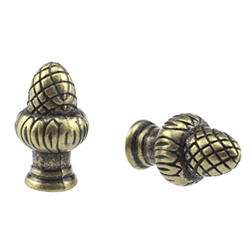 Marrteum Bronze Brass Solid Lamp Finial Cap Knob Retro Lamp Finial Decoration With Dual-Thread Screw For Lamp Shade Holder Harp Tops, Fit Both 1/8 Ip(3/8") And 1/4-27, 2 Pack #TOP7