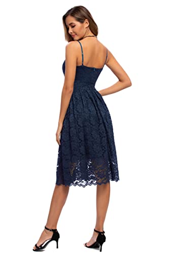 Atnlewhi Womens Spaghetti Strap V Neck Sleeveless A Line Lace Dresses for Evening Cocktail Formal Wedding Guest3