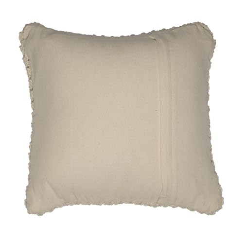 Image of Wakefit Designer Cushion Cover | 16x16 inch| Boho Macrame | Cotton Fabric on Front & Back | Dimond | Pack of 1 | Off White