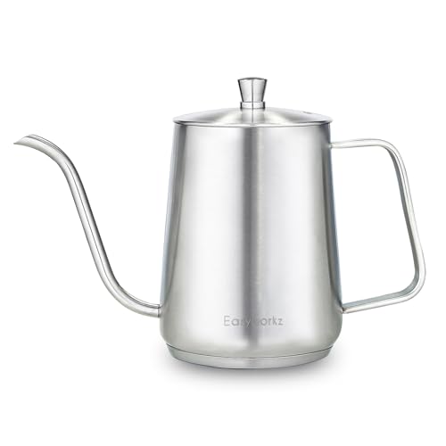 Easyworkz Kaffeekessel mit Schwanenhals, 900 ml, Edelstahl, Hand-Tropf-Kaffeekanne mit langem schmalem Auslauf, geeignet für Induktionsherde