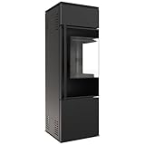 Kratki Kaminofen aus Stahl Eckkamin Ren/S rechts Ø 150 7 kW schwarz BImSchV 2