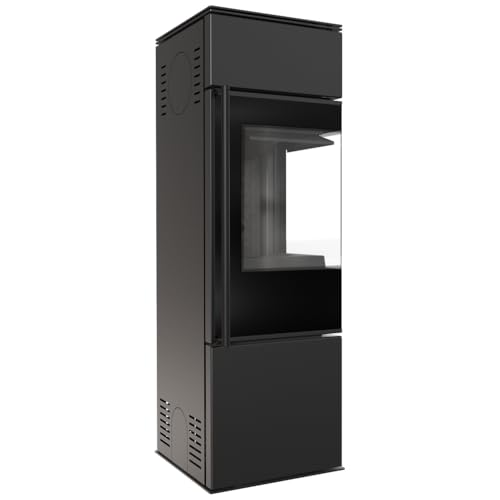 Kratki Kaminofen aus Stahl Eckkamin Ren/S rechts Ø 150 7 kW schwarz BImSchV 2