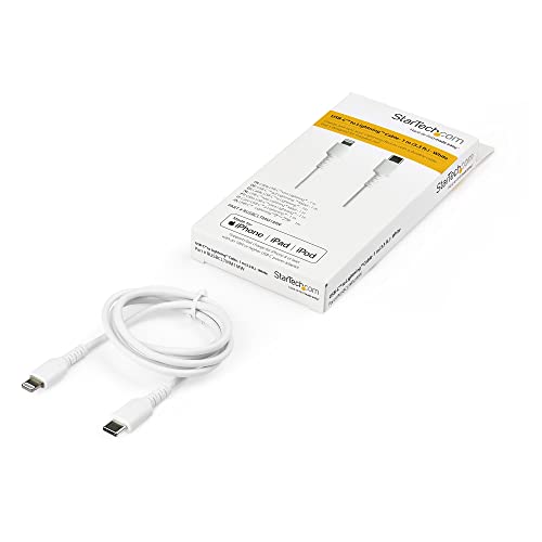 Image of StarTech 3ft /1m USB-C to Lightning Cable White Rugged MFi (RUSBCLTMM1MW)