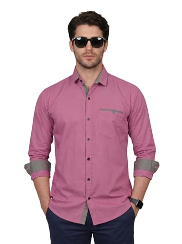 Image of Diverse Men's Cotton Blend Shirt with Pocket Design Spread Collar Full Sleeves Regular Fit and Standard Length | Comfortable Cotton Casual Shirt for Man