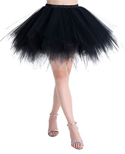 MuaDress LXQ Retro Ballet Tutu Tulle Kort kjol Underkläder 50-tals Swing Dress Svart S