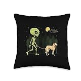 Silken Windhound Axisone Funny Silken Windhound Alien Walking UFO Pet Dog Mom Dad Throw Pillow, 16x16, Multicolor