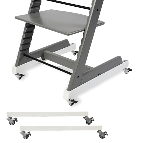 Image of High Chair Wheels - Universal Swivel Casters for Stokke Tripp Trapp: Enhance Mobility & Convenience with 360 Silent Wheels, Safety Locks & No-Scratch Design, No-Drill Installation -White