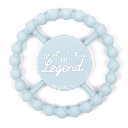 Image of Bella Tunno Happy Teether for Boys - Soft & Easy Grip Teething Ring Perfect for Babies and Teething Toys to Help Soothe Gums, Non-Toxic, BPA Free Silicone Teether, The Man The Myth The Legend