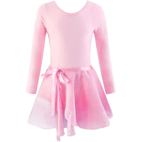 EQSJIU Toddler Leotard and Skirt Combo Pink Longsleeve Dance Leotard for Girls Toddler Ballet Outfit 2t 3t 2-3t Cover