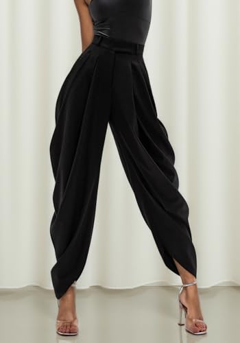 LETSVDO Women's Dress Slacks High Waist Baggy Barrel Pleated Business Work Pants Casual Wide Leg Palazzo Pants Trousers2