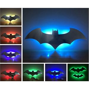 Bat Night Light Superhero LED Signal Cool Lamp with 16 Colors Remote Control Wall Sconce Acrylic Engraved Neon Sign Light Room Wall Decor for Bedroom Party Birthday Xmas Gifts (Black Bat) - image 5