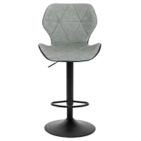 EUGAD 1X Barhocker Barstuhl Bistrohocker Tresenhocker Retro höhenverstellbar und drenbar mit Rückenlehne aus Kunstleder Stahl, Grau, 0664BY-1 – Ansicht 4
