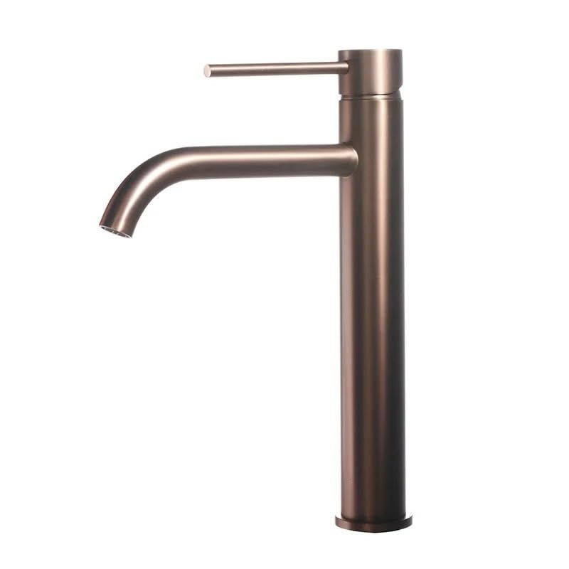Basin faucet Brushed Gold Bathroom Faucet Cold And Hot Mixer Water Tap Deck Mounted Single Hole & Handle Tall Style Rose For home(Brushed rose gold)