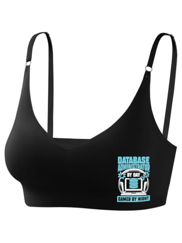 Seamless Bar,Database Administrator By Day Gamer,Pattern High Support Push‑Up Comfortable Wear Black