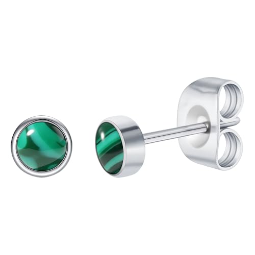 FACOKO Malachite Round Stud Earrings...