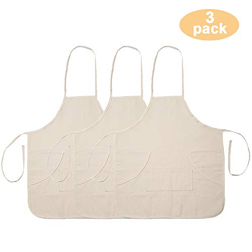 Conda Kid 's arte lona de algodón Delantal con 3 bolsillos para niños, Natural 31 inch by18.5 pulgadas (paquete de 1)