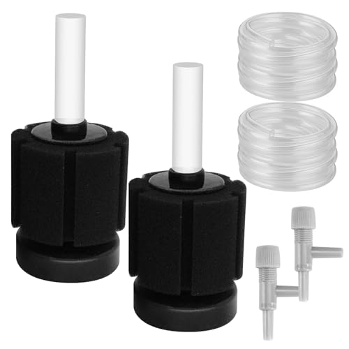 Editbar Aquarium Schwammfilter Set – Leiser Aquarium Filter mit Airline Schlauch und Regelventil, für kleine Aquarien bis 12L, ideal für Garnelen, Betta & kleine Zierfische
