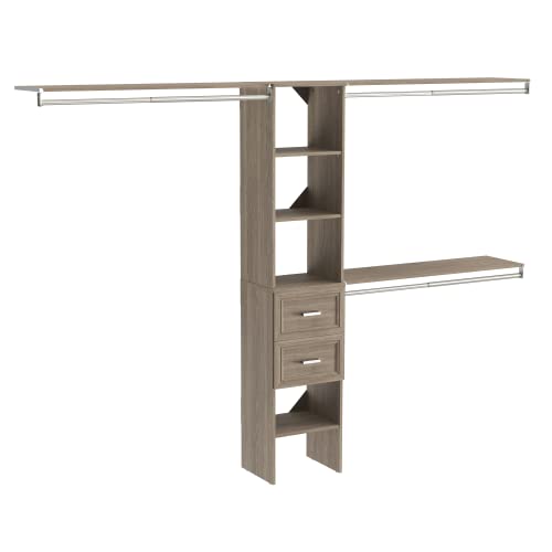 Image of ClosetMaid SuiteSymphony Closet Organizer with Shelves and 2 Drawers, 16-Inch-Natural Gray