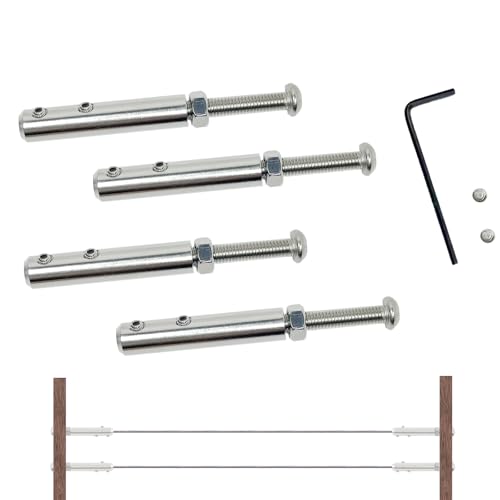 STFALI 4 Tensores de Cuerda de Acero Inoxidable Para Cable de Alambre de 4 mm, Relleno de Barandillas, Tornillo Tensor Para Fijación de Tensión