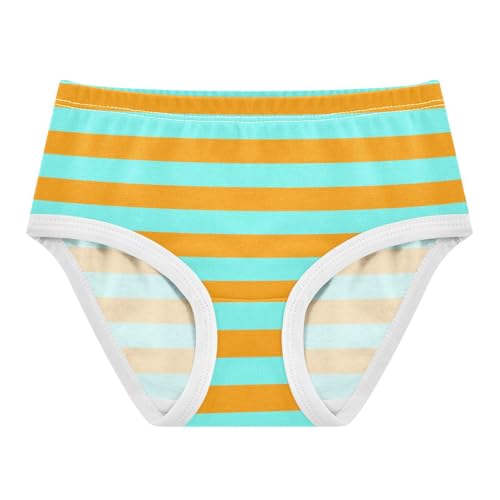 Orange Cyan Stripe Toddler Girls's Underwear 2T