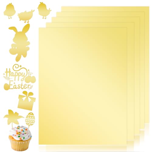 Papel de Cartulina de Espejo Dorado A4, 20 hojas Cartulina Dorada, para Invitaciones de Boda, Manualidades, Álbum de...