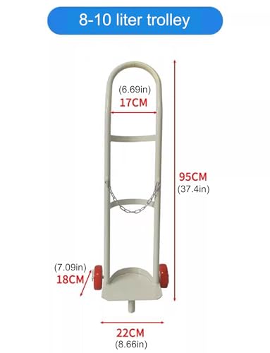 Carro cilíndrico de gas portátil con 2 ruedas, soporte para tanque de oxígeno para botellas de 8 a 10 L, carrito médico resistente