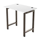 UPLIFT Desk - Whiteboard Desktop, Fixed Standing Height 4-Leg Side Table (Industrial Style) Grommets...