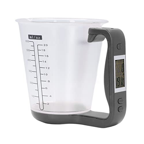 Báscula digital para taza medidora de cocina, báscula digital de cocina y vaso medidor, báscula electrónica portátil de 1 kg con pantalla LCD para alimentos, café, leche, (Negro)
