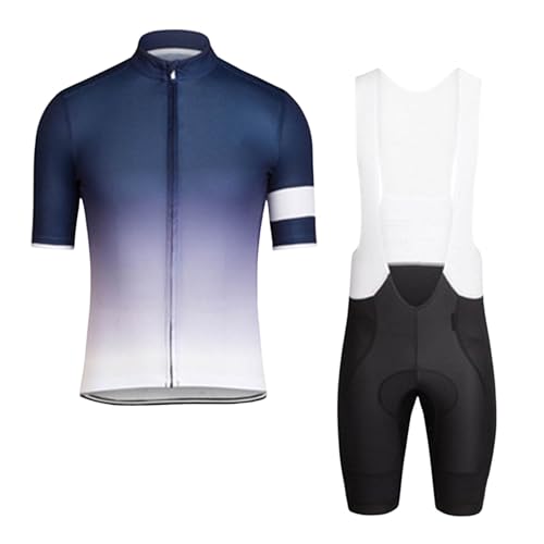 Conjunto de maillot de ciclismo para hombre, camiseta de ciclismo y pantalón de ciclismo, ropa de ciclismo informal, ropa de verano, pantalones cortos de fitness + camiseta de 2 piezas, azul marino