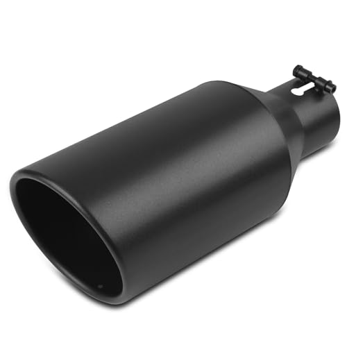 Vurkcy 3 inch Inlet Exhaust Tip 6 Outlet 15 Overall Length Stainless Steel Exhaust Tail Pipe Bolt-On Rolled Edge Black (Fit for Tailpipe Outlet is 3 must OD not the ID)