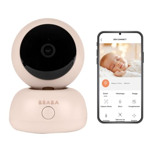 Béaba, Caméra Zen Premium Additionnelle, Babyphone, Ecoute Bebe Video 2 en 1, Caméra HD, Rotation à 360°, Vision Nocturne, Talkie Walkie, Berceuses, Contrôle...