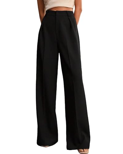Womens Wide Leg Pants High Waist Straight Work Pants Office Busin...