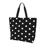 BREAUX Bolso de hombro con estampado de lunares grandes en blanco y negro, bolso de mano, bolso de mano, bolso de mano para mujer, color negro, talla única, Negro, One Size