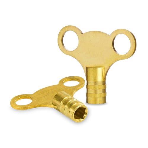 G4GADGET Radiator Bleed Key 2 Pack Solid Brass Radiator Key for Bleeding & Venting Universal Fit Valve Clock for Home Heating Systems