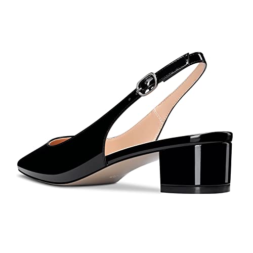 Aachcol Women Slingback Chunky Block Low Heel Pumps Square Toe Ankle Strap Sandals Dress Shoes Party Office Wedding 1.5 Inch3