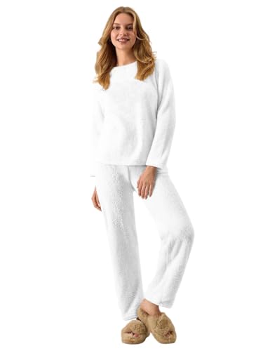 Image of KOTTY Women's Winter Set White Tracksuit | Warm Cord Set Sweatpants Co-ord | Stylish Jogging, Gym & Airport Wear Outfit