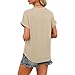 Going Out Tops for Women Short Sleeve Shirts Dressy Casual Blouses Spring Summer Vacation Tops Fashion Clothing（1-Beige,XX-Large）
