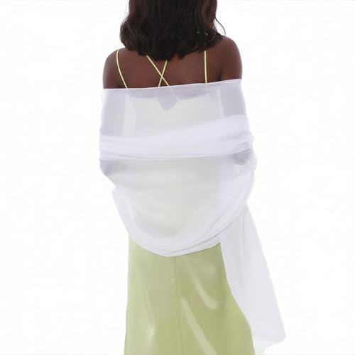 PIOYMEYA Chal Blanco Mujer Fiesta Estola Foulard Fular Boda Ligero Pashmina Bufanda Pañuelos para Vestido Noche
