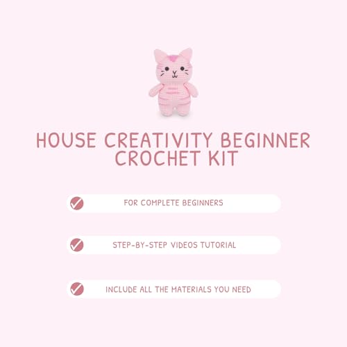 Image of HOUSE CREATIVITY Cat Crochet Kit for Beginners - Make a Variety of Adorable Kittens, Amigurumi Crochet Starter Kit with Yarn, Eyes & Step-by-Step Video Tutorial, DIY Craft for Cat Lovers