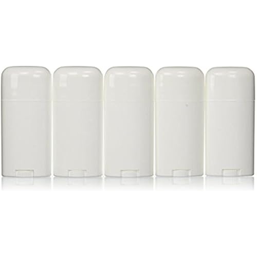 Deodorant Container Oval Empty 2.65oz/30ml - Twist-Up Refillable Plastic Tube for Deodorants, Pack of (5) by Yellow Brick Road