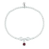 TRINK Brand Sterling Silver Beaded Birthstone Bracelet for January Garnet CZ
