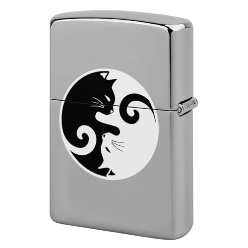 ライターケース ZIPPO/ジッポー兼用ケース 猫の陰陽相互接続 ジッポライターカバー 互換性のある 軽量 おしゃれ 両面プリント メンズ レディース 贈り物