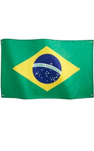 Runesol Brazil Flag 3x5, 91x152cm, Bandeira do Brasil, 4 Grommets, Brass Eyelet in Every Corner, Sao Paulo Anniversary
