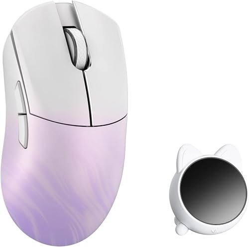 Image of WLMOUSE Huan 48g Ultra-Lightweight Magnesium Alloy Gaming Mouse,8K Voice & Display Receiver, Dual 8K Wireless /Wired, PAW3950HS Sensor, RGB Wheel Lighting, Nordic 54H20 (White&Purple(OM Switch))