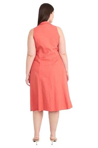 Maggy London Women's Sleeveless Button Down Midi Linen Rayon Blend-Elegant A-line Business Casual Dress3