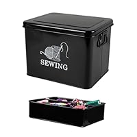 Nähkästchen Nähkoffer für Handarbeit -Mit herausnehmbaren Tabletts nähbox -Metall Handarbeitskorb Sortierbar organisiert Nähzube nähzubehör für nähmaschine Nähset Sewing box für Hause Reise -Schwarz