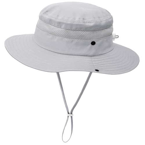 Image of Outdoor Kids Sun Hat for Boys Girls Wide Brim Mesh Bucket Hat UPF 50+ Sun Protection Breathable Summer Fishing Safari Hat